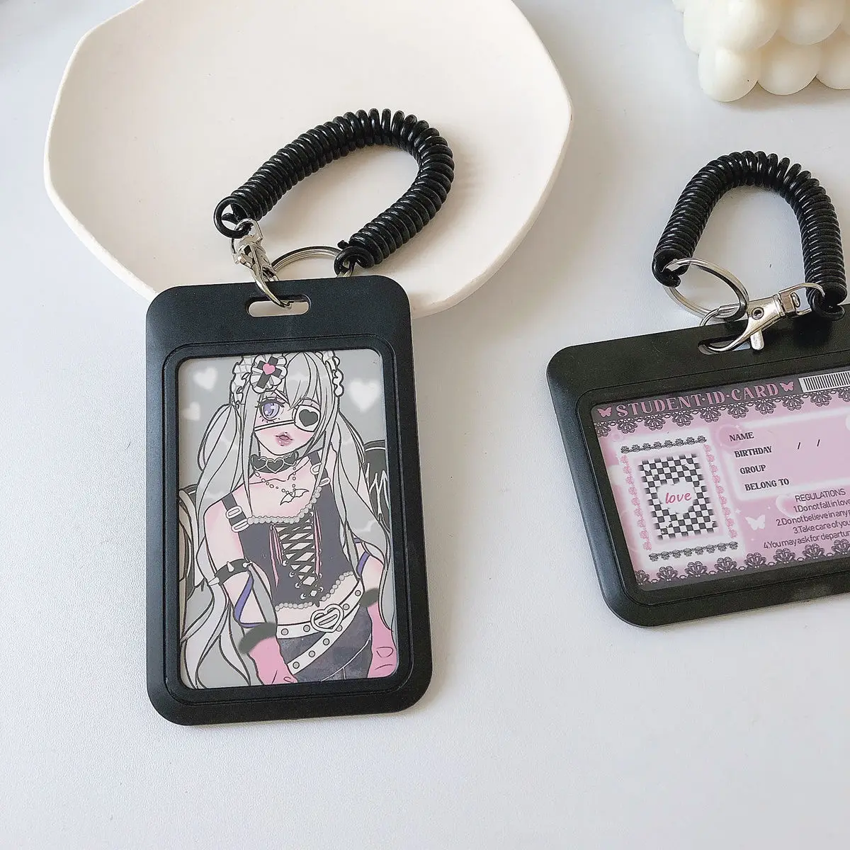 3 inch Card Holder Kpop Photocard Holder Photo Card Bag Pendant School Stationery Black Style