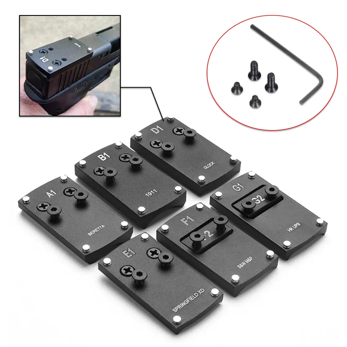 Optics Beretta Red Dot Sight Scope Mount Base Per Gloc K 1911 M & P S & W Hk Usp Sig P226 Springfield Xd Mount Adapter Plate