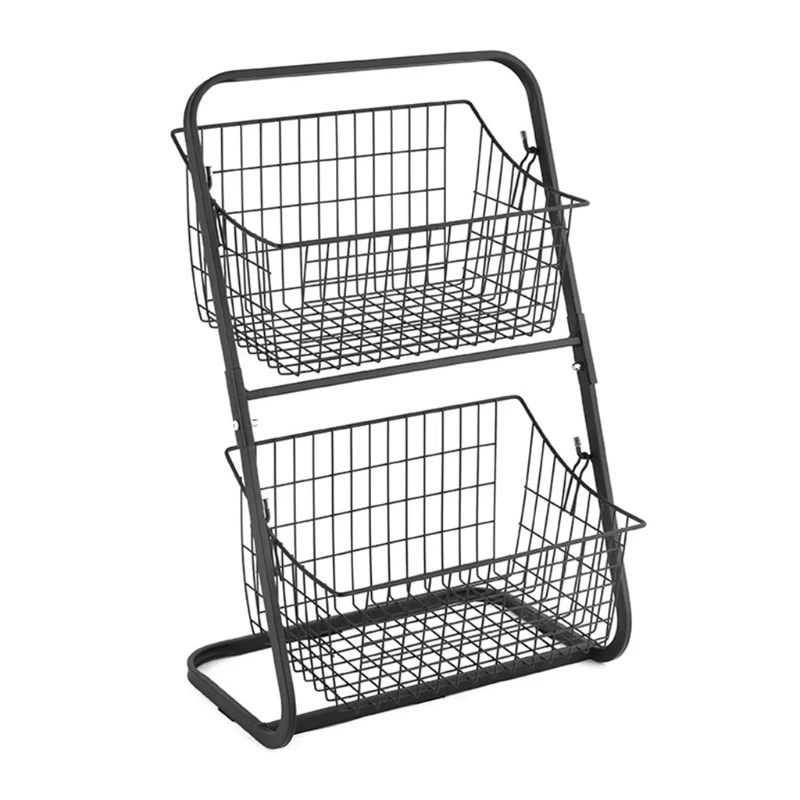 

Storage Shelf 2 Tiers Iron Fruits Assembly Lemon Pear Container Dropship