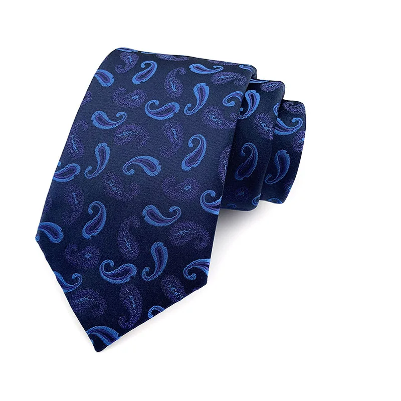 

Fashion 100% Silk Mens Tie 8cm Width Man Necktie Long Navy Blue Paisley Patterned For Wedding Party Gravatas Para Homens YUW12