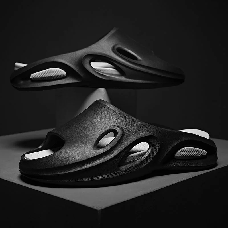 Slīdošās čības vīriešiem, neslīdošas ar biezu zoli, mīkstas putuplasta slīdņus, ērtas čības iekštelpām ārā_voghion.com