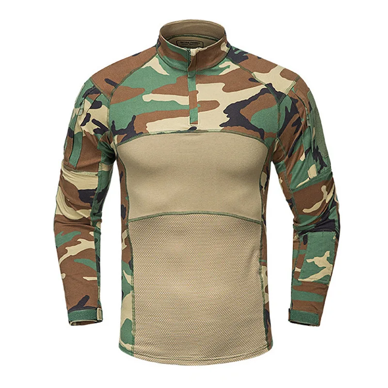 Plus Size 3XL Men Summer Long Sleeve Crew-Neck Military Army T-shirts Outdoor Combat Sport Tactical Elastic Hunting Shooting Top