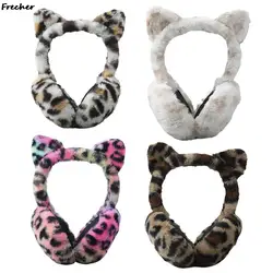 Leopard Cat Autumn Winter Earmuffs Cute Plush Soft Fur Earlap Ear Cover Warm Headphone Skiing Ears Warmer Earmuff Adult Children