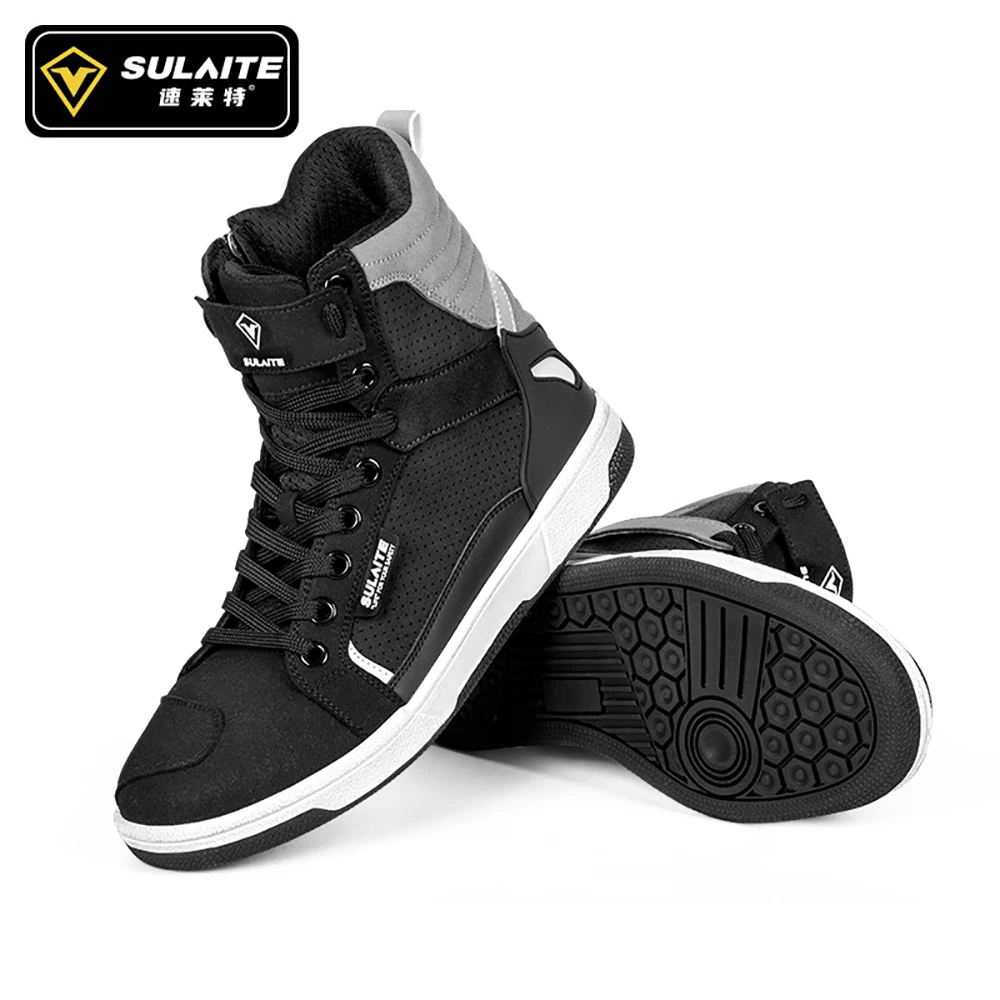 SULAITE Wear Resistant Motocross Cycling Protective Shoes The Four Seasons Breathable Motorcycle Boots Moto Equip Reflective