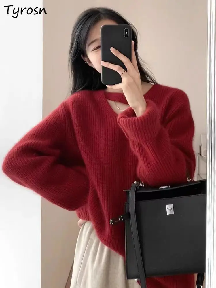 

Pullovers Women Ulzzang Hollow Out Cozy Tender Loose All-match High Street Chic Simple Aesthetic Girls Knitwear Autumn Classic