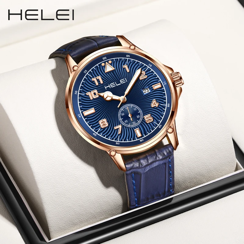 HELEI Hot Model 2024 Jazz Series Sport Street Multifunction Quartz Movement Men's Quartz Watch Men's Waterproof Watch train model ho 1 87 american series electric control simulation digital pw street car tram locomotive with lighting effects