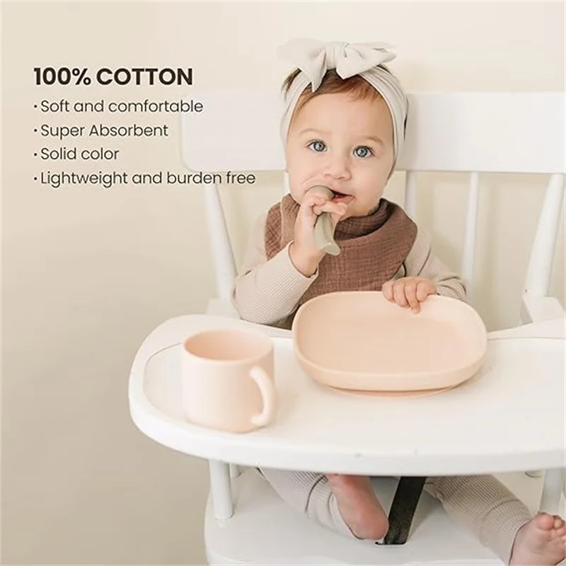 Solid Muslin Baby Bibs Baby Bandana Drool Bibs 100% Cotton For Toddler Children Kids Unisex Boys Girls