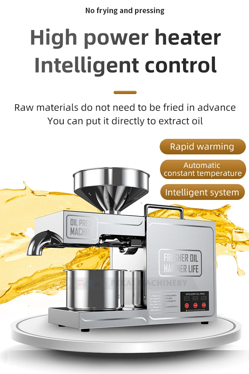Description Picture 6 of itemB03 Stainless Steel Household Oil Press Intelligent Automatic 820W Small Oil Pressers 110V/220V Edible Oil Processing Tool