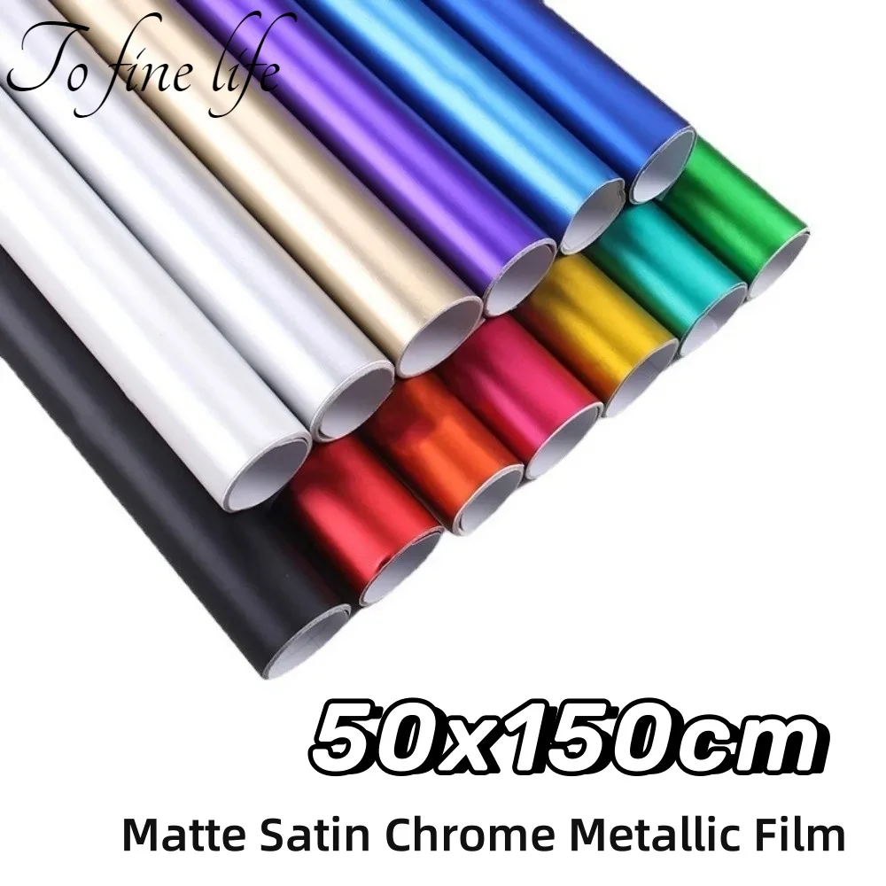 

Various Colors Matte Satin Chrome Metallic Vinyl Wrap Film 150x50cm DIY Carbon Fiber Car Sticker Decal Laptop Phone Motorcycle