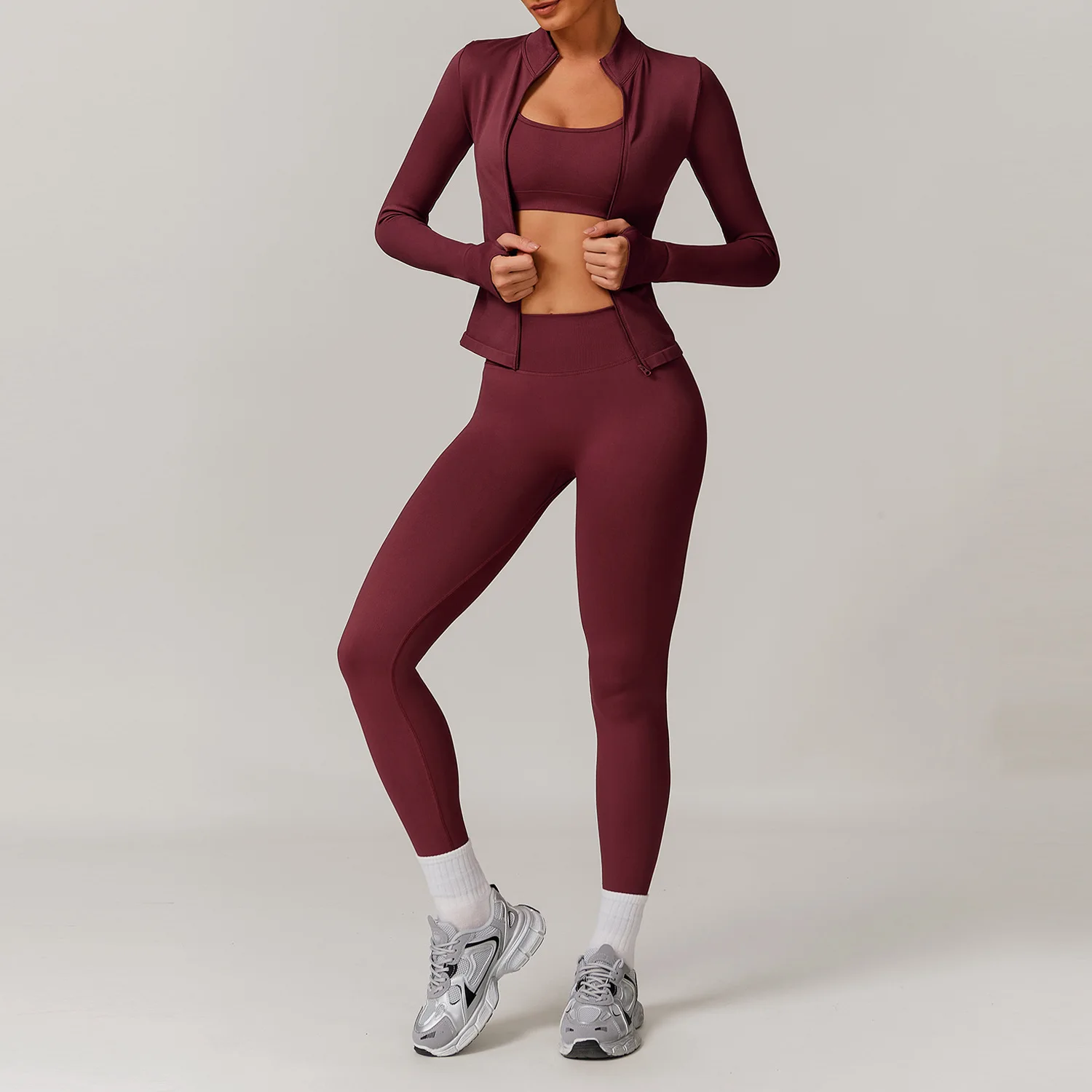 Yoga Set 2/3PCS Gym Clothes Sportswear For Women Long Sleeve Crop Top Fitness Set Tracksuits Sports Bra Gym Leggings yoga set sports set gym workout set sportswear set fitness set sports bra set yoga pants set