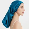 Luxury Comfortable Solid100% Real Silk Long Nightcap Hair Care Perm Beauty Sleeping Hat 4