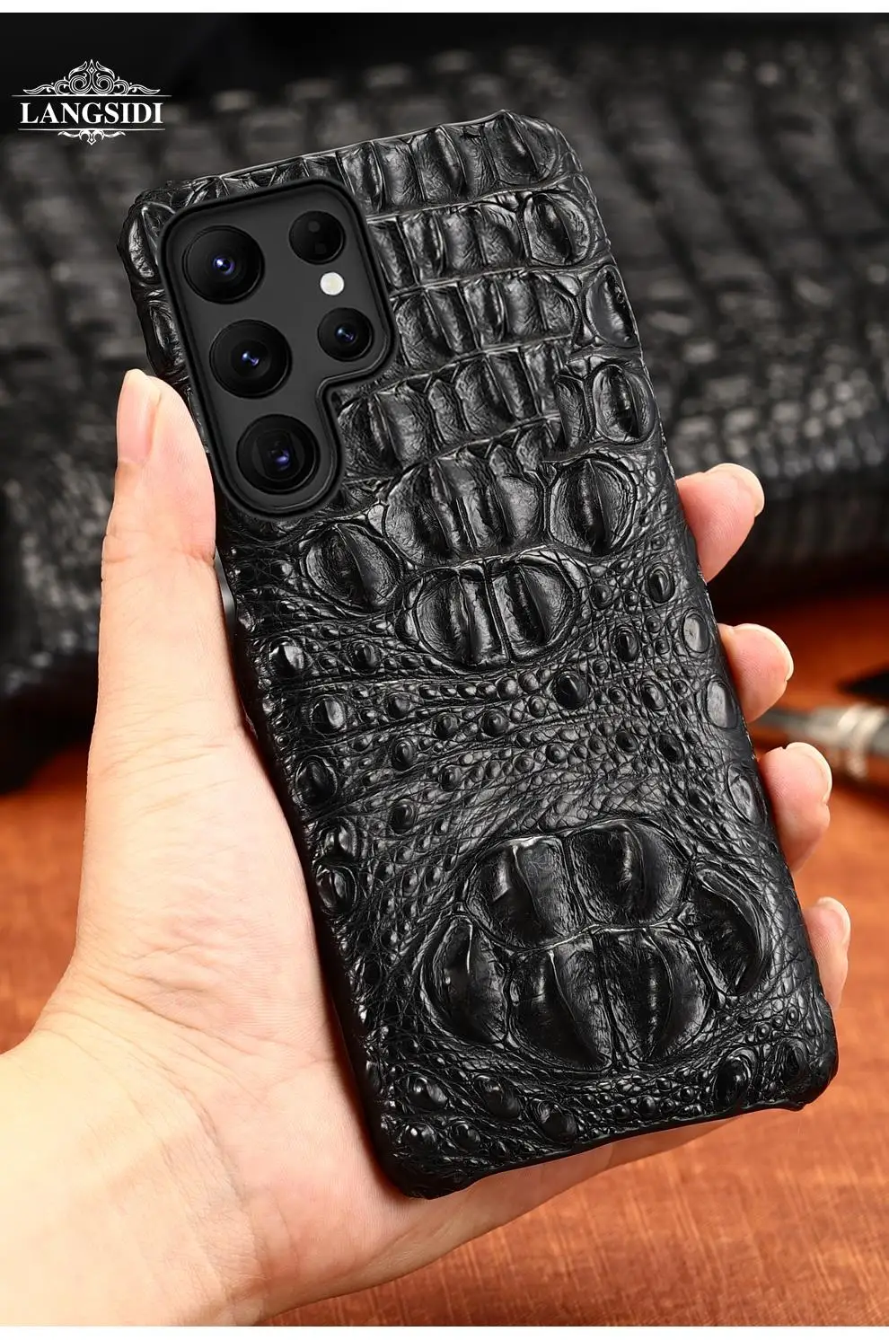 Cheap Luxury Crocodile Phone Cover Plating Leather Hand Strap Holder Case  For Samsung S23 S22 S21 Ultra A34 54 14 5G Phone Cover
