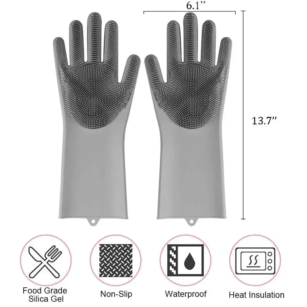 Dishwashing Cleaning Gloves Magic Silicone Rubber Dish Washing Gloves Household Sponge Scrubber Kitchen Cleaning Tools dishwashing gloves cleaning gloves