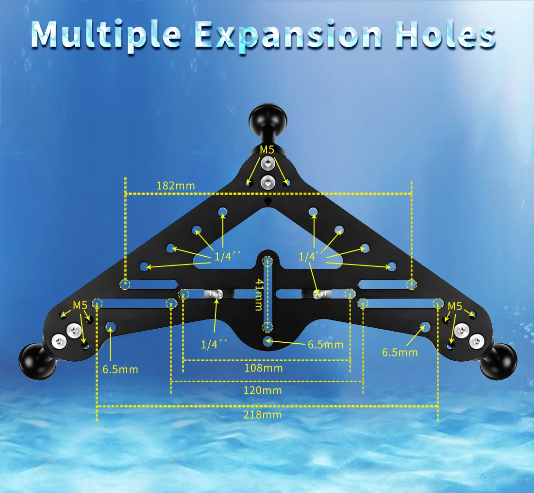 Description Picture 3 of itemDiving Tray Rig Video Triangular Stabilizer Gimbal Tripod Base Bracket SLR Camera Underwater Photography Light Stand Tripod Base