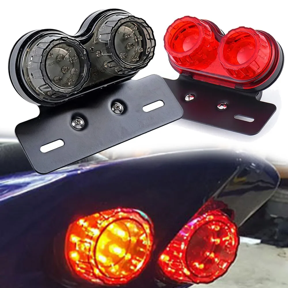 

40 LED Motorcycle Tail Light Integrated Running Lamp Brake Turn Signal Light License Plate Bracket for Harly Cruiser Chopper