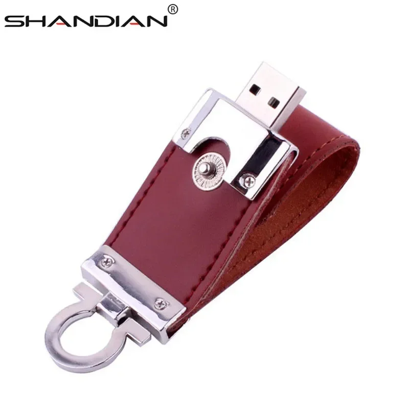 Shandian-couro Metal Chaveiro Pendrive Usb Flash Drive Memory Stick Comercial Disco u Disco u 4gb 16gb 32gb 64gb Venda Quente - Imagem 5