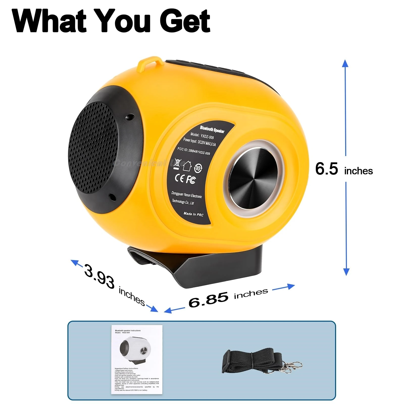 Wireless Bluetooth Speaker Compatible with DeWalt 20V Max Battery TWS Paring BT5