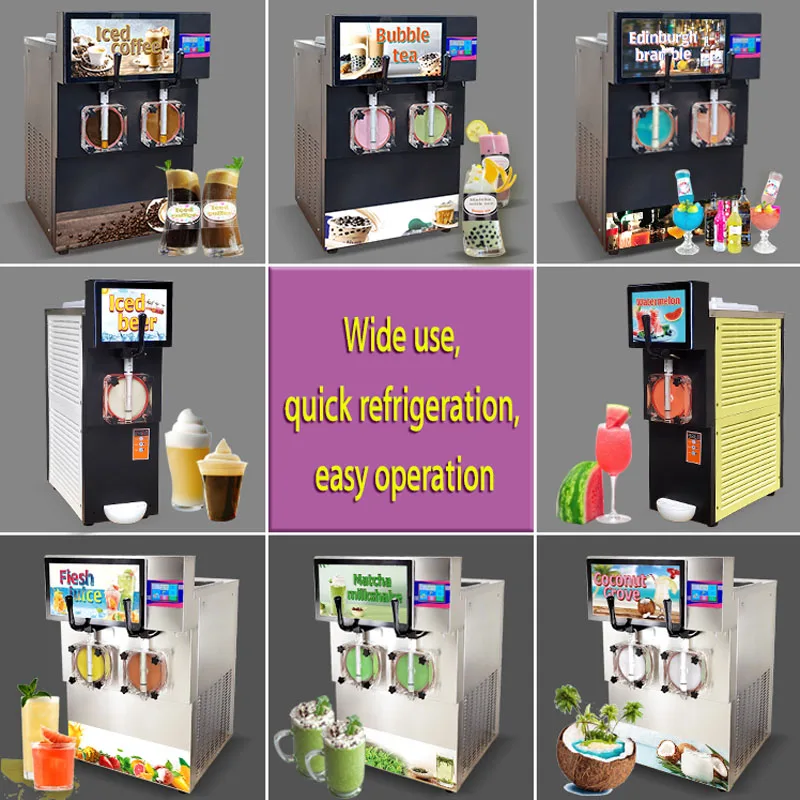 Double Tank Slush Machine Ice Cream Maker Snow Melting Milk Shake Cocktails Commercial Smoothies Granita Slusher