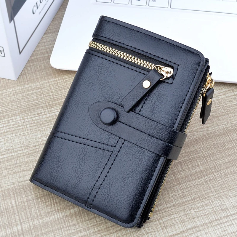 New Solid Color Wallet Fashion Short Card Holder Luxury Designer Solid Color Clutch Bag Ultra-thin Leather Wallet For Women