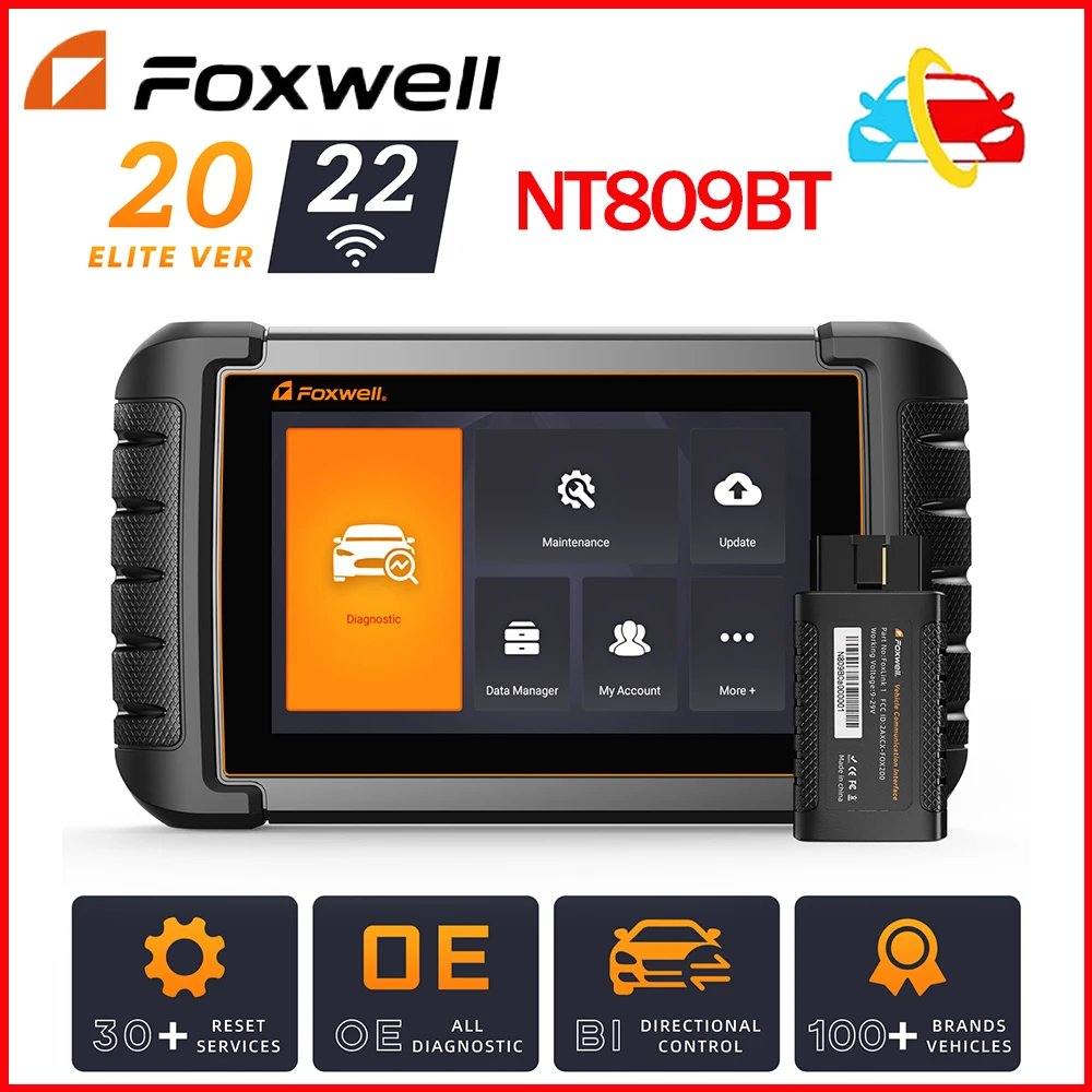 

FOXWELL NT809BT OBD2 Bluetooth Scanner Car Automotive Diagnostic Tools A/F TPMS 30 Reset All System Scan PK NT809