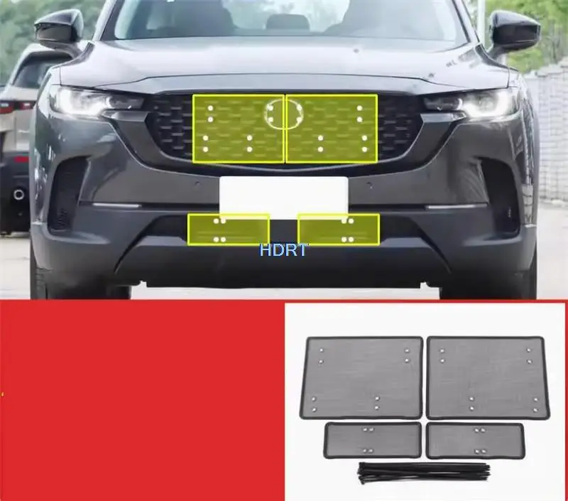 자동차 스타일링 전면 중간 그릴 메쉬 곤충 방지 다이아몬드 그물 커버, 마쓰다 CX-50 CX50 2023 + 보호대 장식 액세서리