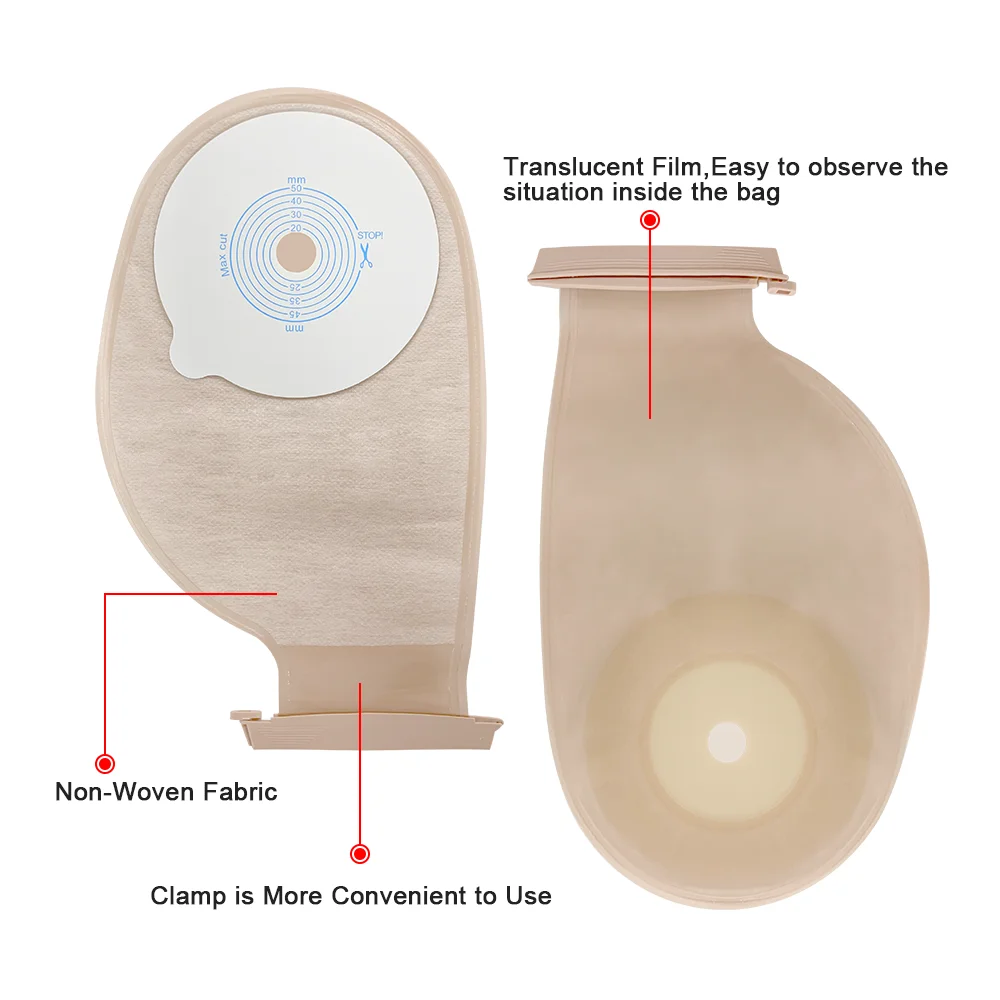 Colostomy Bags 20pcs Ostomy Supplies One Piece Drainable Pouches with Clamp Ileostomy Stoma Care