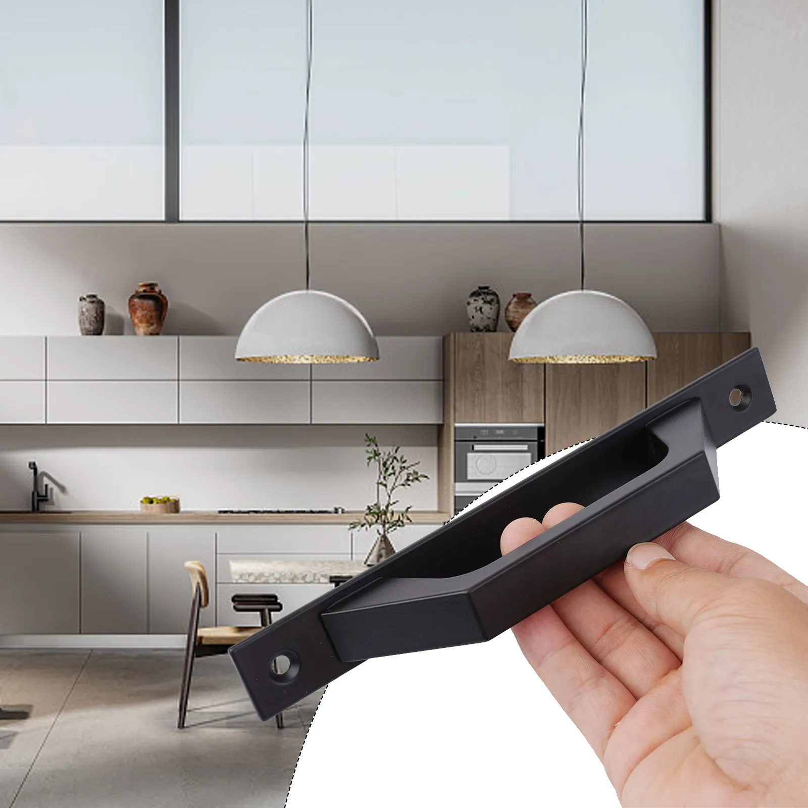 Description Picture 4 of itemBarn Door Pull Handle Heavy Duty Black Iron Hot Bed Sliding Gate Shed Garage Furniture Hardware Home Wooden Door Lock