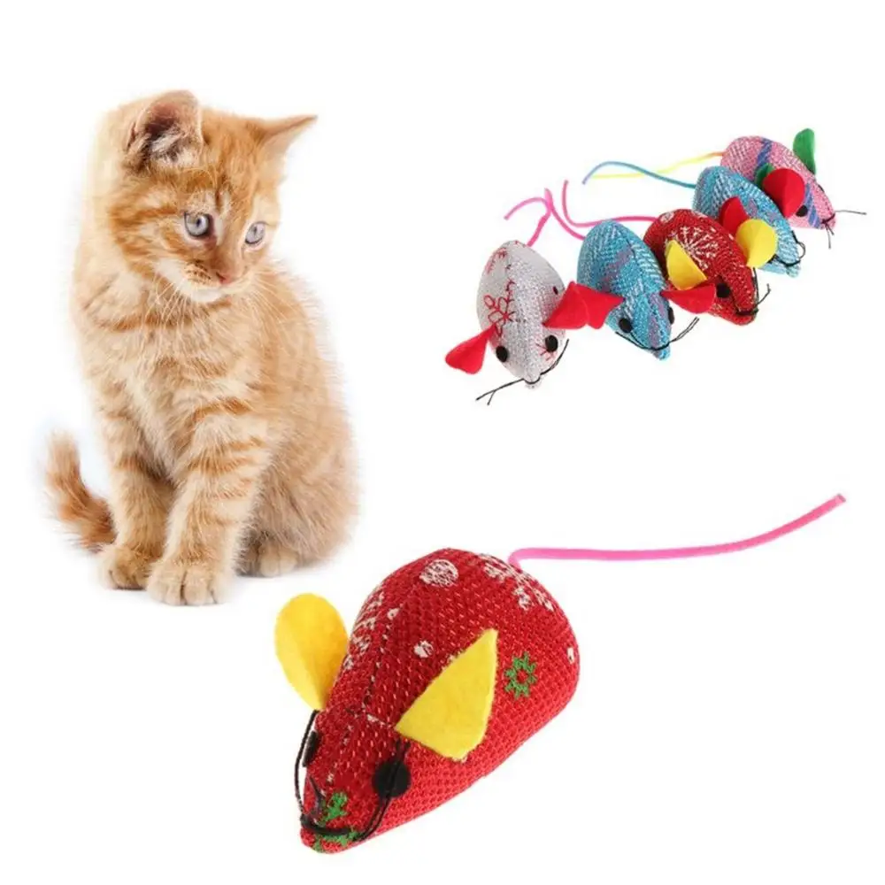 

4 Pcs Kitten Interactive Christmas Funny Teaser Cat Toy Catnip Mouse Mice