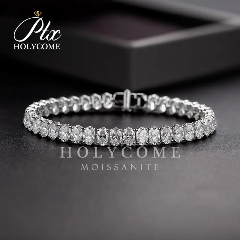 

Holycome 18K 3x5mm DEF VVS1 length 17cm-20cm OEM Custom Jewelry Bracelet Oval Cut GRA Certificated Moissanite Factory Supplier