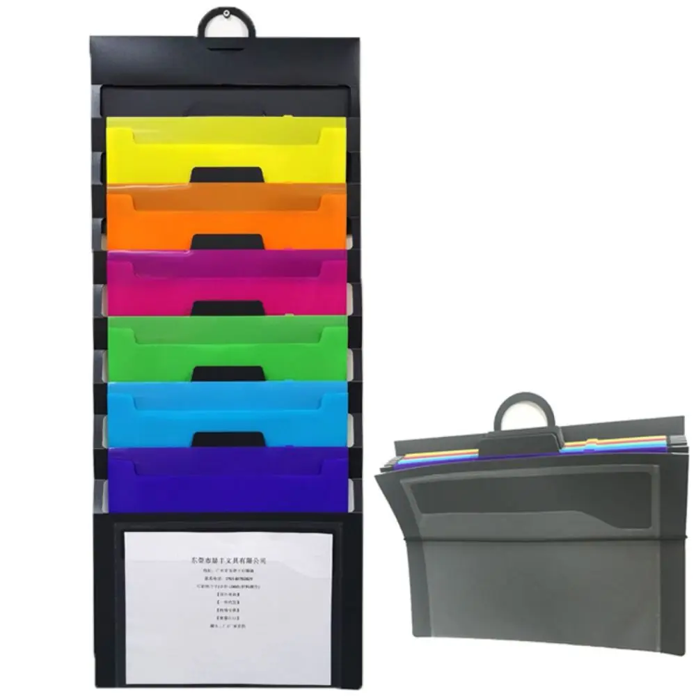 Large Capacity Wall Mounted File Folder Expandable Accordian Pockets for Rainbow File Organizer