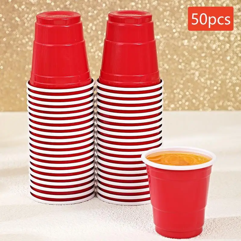 50 כוסות משחק למסיבה כוסות פלסטיק חד פעמיות ליום ההולדת חתונה פסטיבל כוסות שתייה בירה סודה