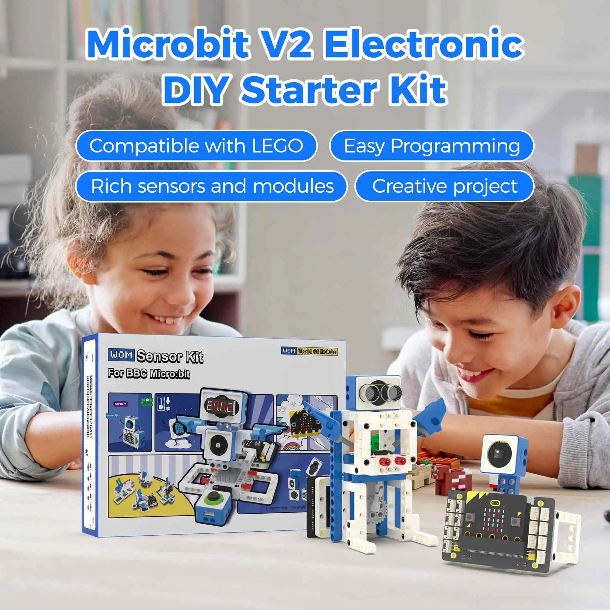 BBC Microbit V2 Robot inteligente Kit de coche juegos de vástago