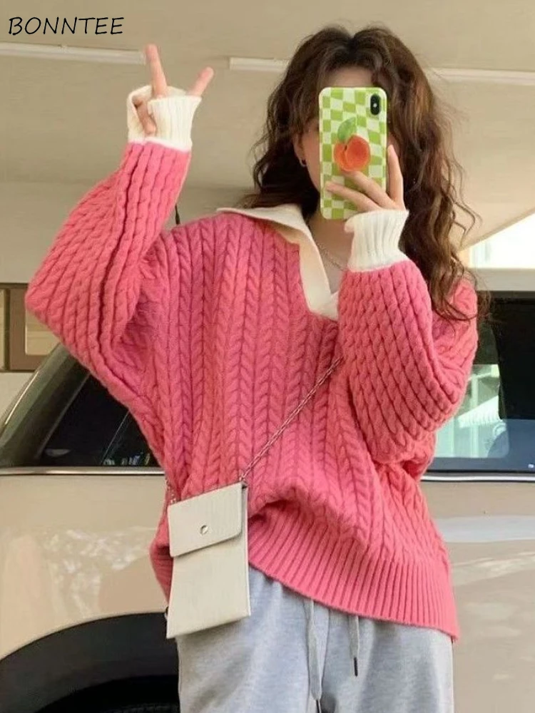 

Pullovers Women Retro Preppy Young Kawaii Design All-match Tender Girlish Vacation Casual Femme Sweaters Teens