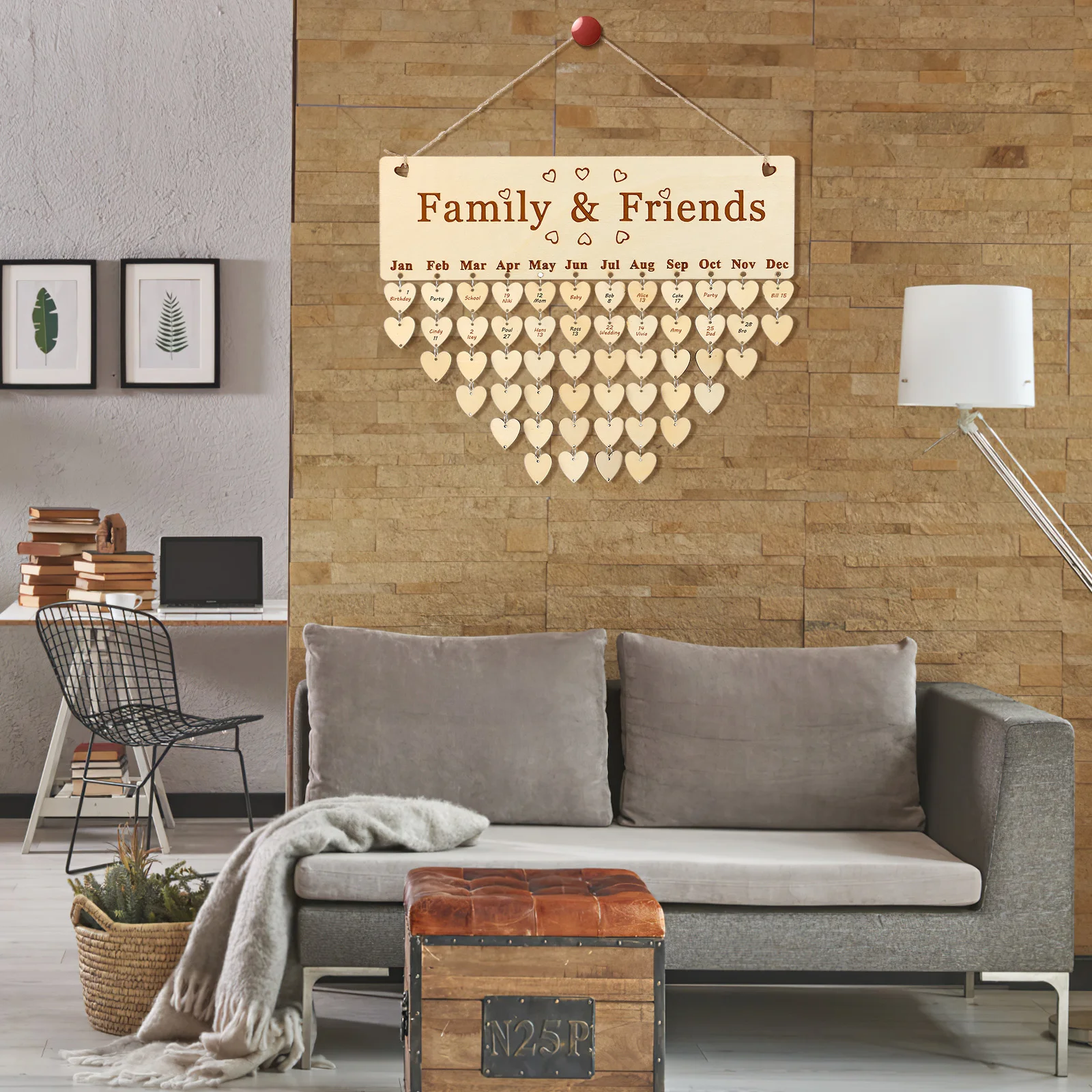 Wall Hanging Home Decoration Creative Family Birthday Calendar Plaque with Tags Family Birthday Board with Tags family calendar daily monthly planning hanging delicate decoration for home wall pu