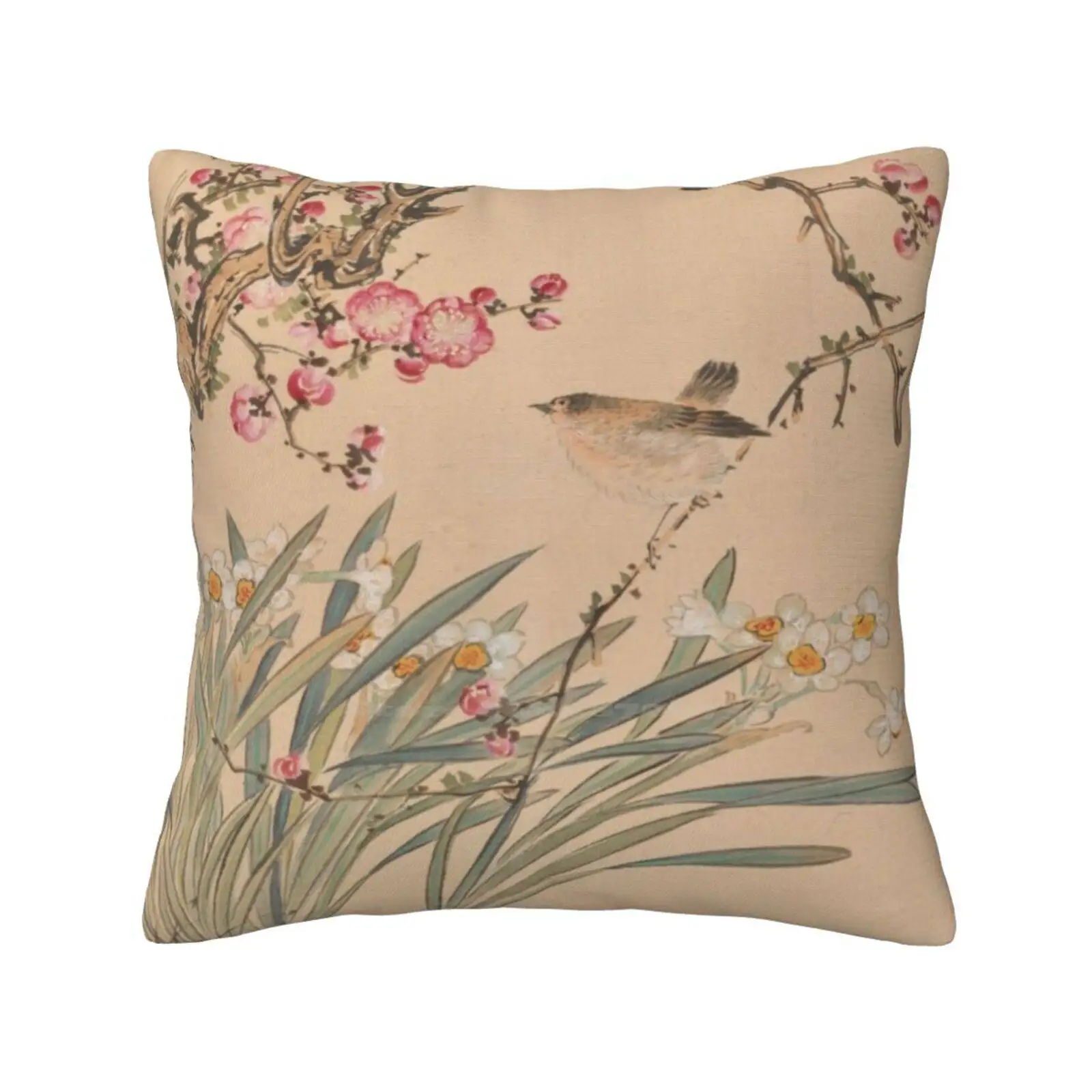 

Цветы и птицы от Taki Katei, Забавный милый Декор, квадратная наволочка Taki Katei, цветок, птица, нарцил, вишневый цвет, японский