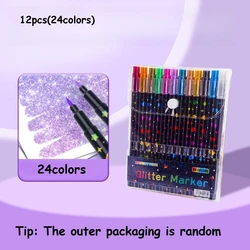 Vibrant 24 - Color Double - Ended Glitter Pens with Fast - Drying Ink - Perfect for Scrapbooking and Card Making (12pcs(24colors))