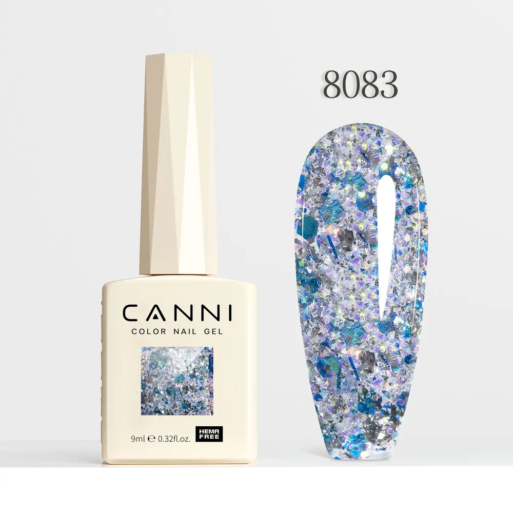 CANNI Super Glossy Glitter Cat Eye Nail Gel Polish - Hema Free Diamond Top Coat, Semi-Permanent UV LED Varnish