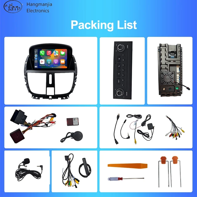Hangmanjia-Autoradio sans fil Android CarPlay, systèmes intelligents automatiques, limitation de l'autoradio, KIT 207 207CC 2006 - 2015 4