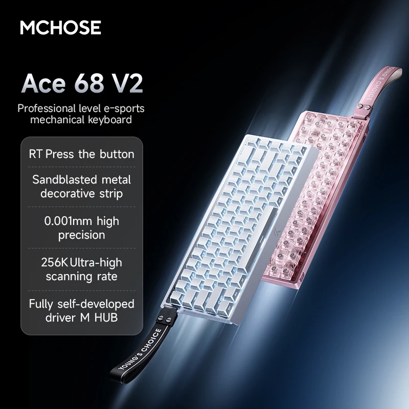 ? MCHOSE NEW ACE 68 V2 마그네틱 스위치 게이밍 키보드 8KHz 폴링 레이트 256K 스캔 레이트 0.008ms 초저지연 유선 키보드