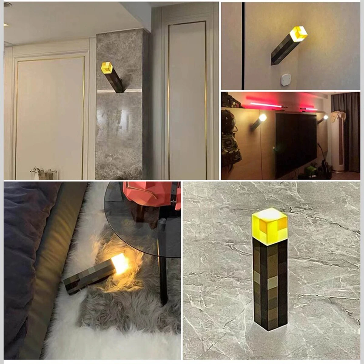 LED Night Light USB Rechargeable Brownstone Flashlight Torch Lamp 4 Colors Bedroom Decorative