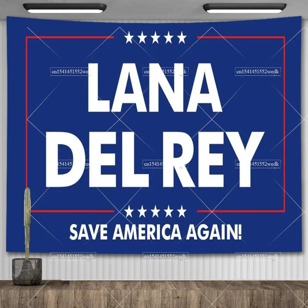 Lana Del Rey Save America Again 국기 벽 장식 태피스트리 방 장식, 미적인 가정 및 정원 배너 밈 태피스트리