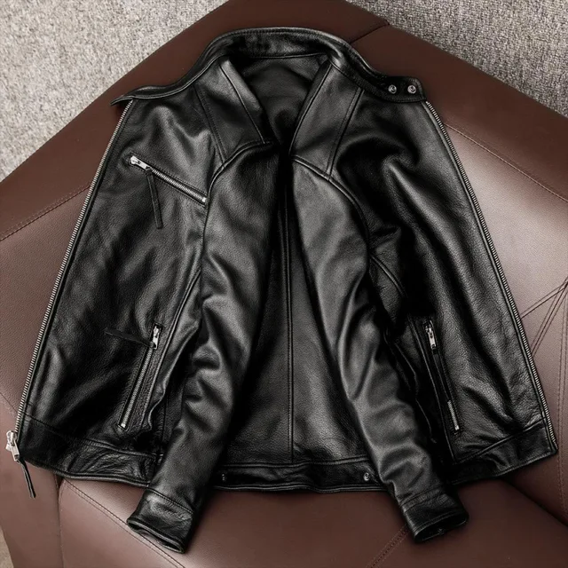 Shanlidadi Spring New Casual Versatile Jacket Men's Fashion Stand-up Collar Leather Jackets Youth 5