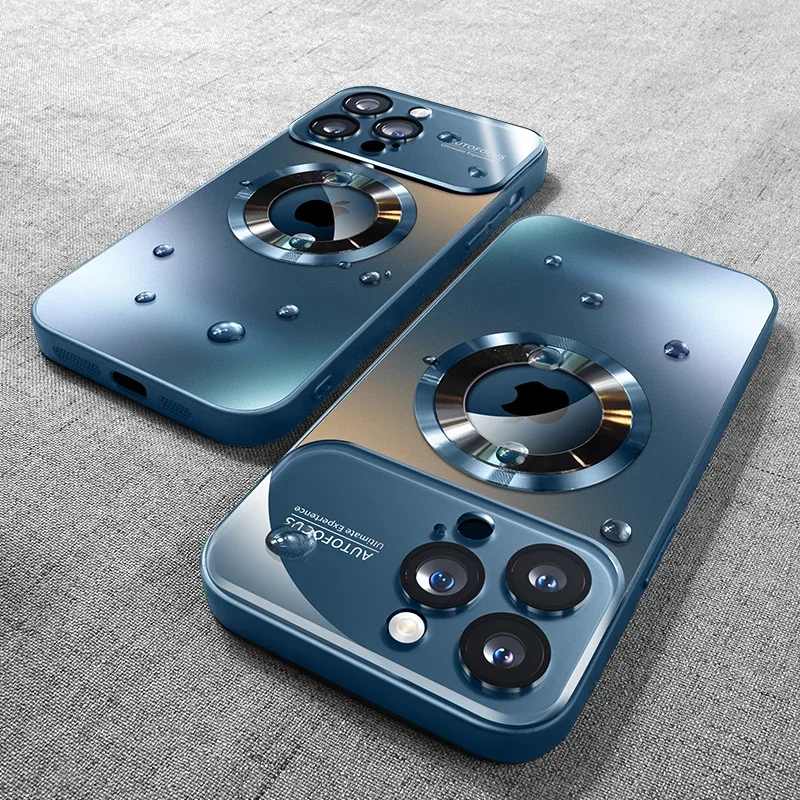 Luxury Glass Camera Lens with MagSafe-Compatible Shockproof Wireless Charging Case Cover
