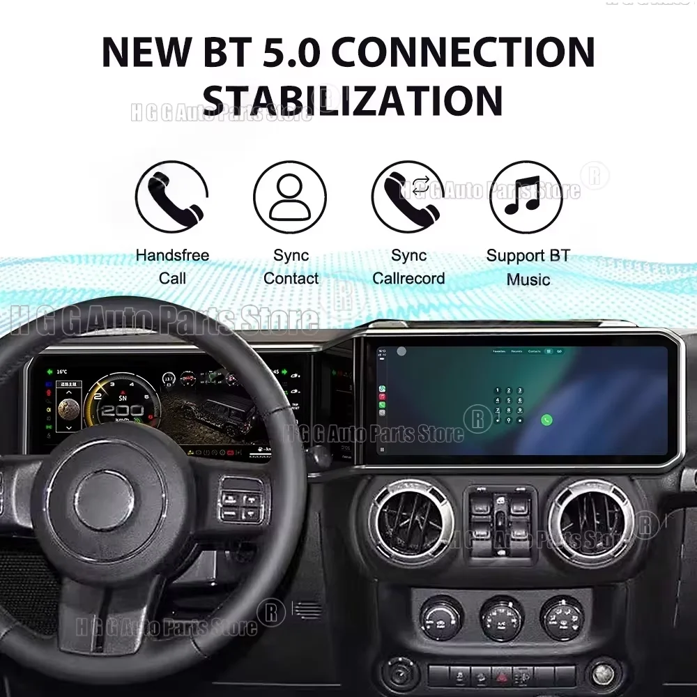 Estéreo Android de 24.6 pulgadas con pantalla dual y Carplay para Jeep Wrangler JK 2010-2017, reproductor multimedia para automóvil, radio digital para auto. 4