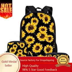 3pcs/set Sunflower Print School Bag Set for Kids Girls Back Pack Book Bags Backpacks Shoulder Bagpack Children Bookbag Satchel