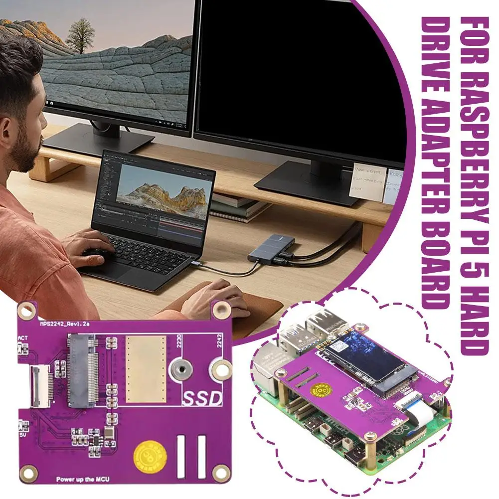 

Адаптер для Raspberry Pi 5 Pcle к Nvme Ssd 2242, поддержка платы 2242/2230 J3s6