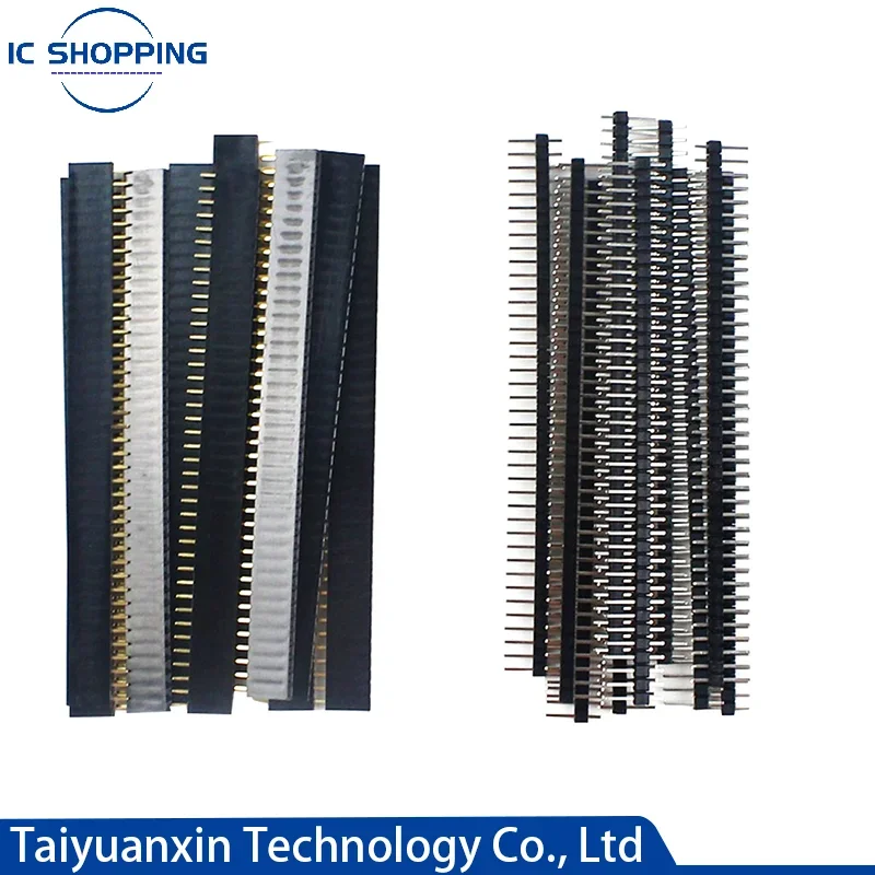 Jst Connector Strip 40Pin 1x40 Single Row Male and Female 2.54 Breakable Pin Header Connector Strip for Arduino Black 10pcs