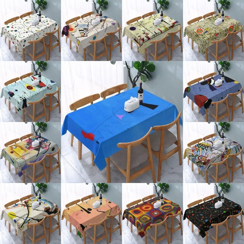 

Rectangular Tablecloth Tablecloth Fit 45"-50" Elastic Edge Table Cloth Abstract Art Table Cover