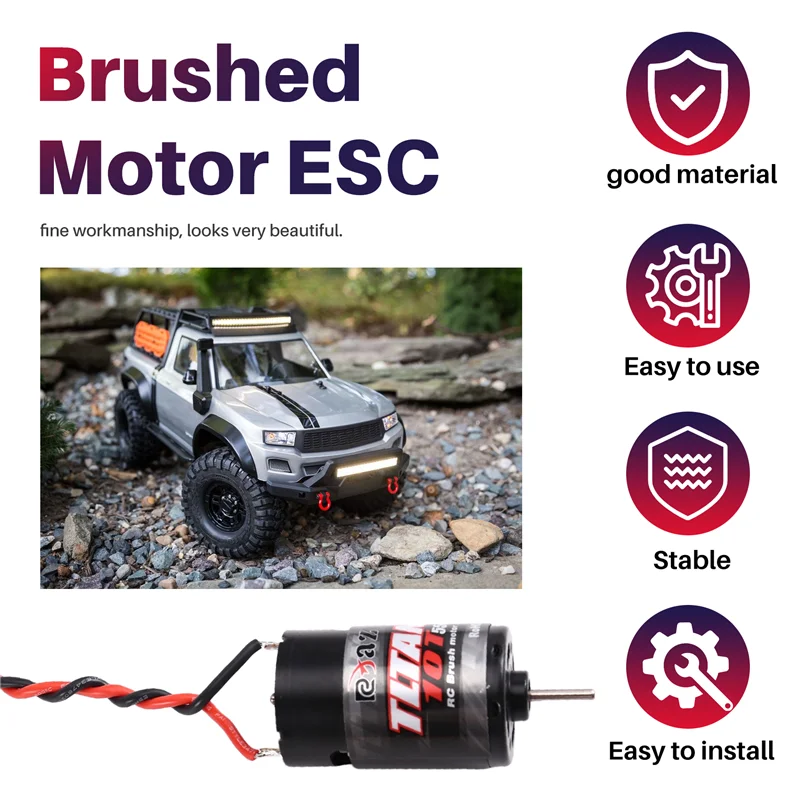 1/10 RC 클라이밍 차량용 방수 550 브러시드 모터 10T (액시얼 트랙 SCX10 II HSP 트랙사스 슬래시 TRX4 TRX6 호환)
