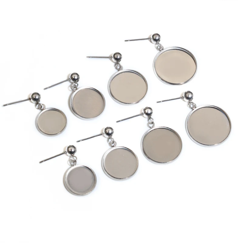 10pcs Keine Verblassen Edelstahl Ball Stud mit 12/14/16/18mm Cabochon Blank Ohrringe basis DIY Schmuck Ohrringe Zubehör